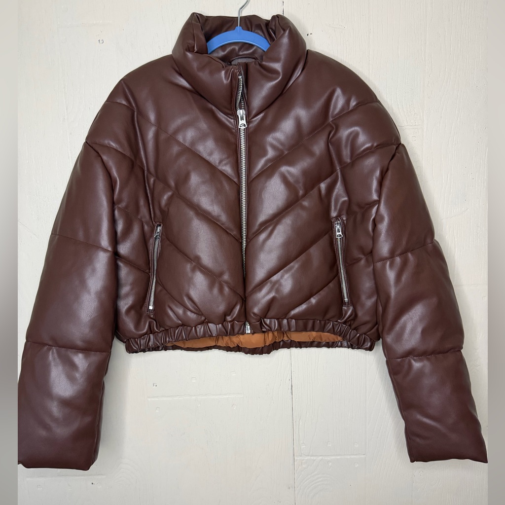 Hudson Jeans Cropped Chevron Puffer Jacket